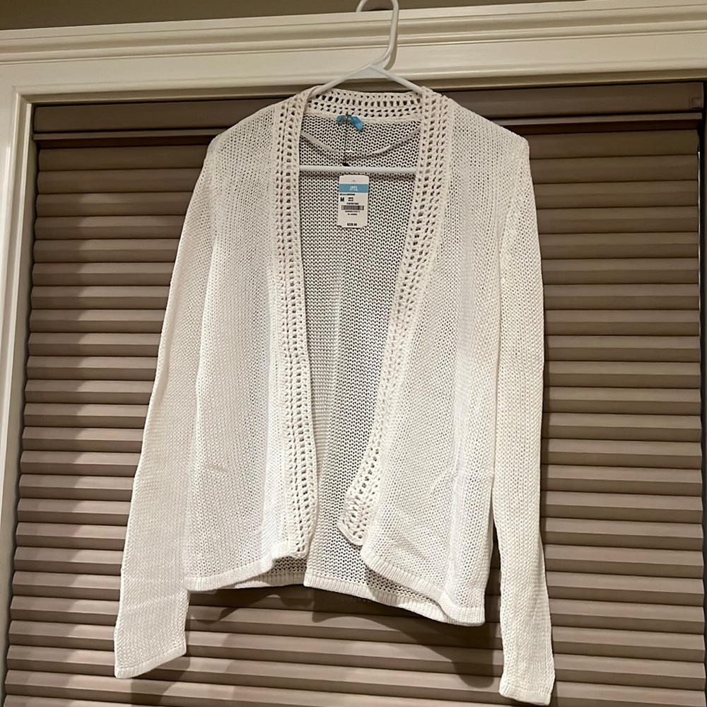White cover up sweater